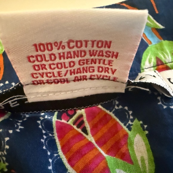 Gretchen Scott SMALL Princess Print Blouse Tunic Floral V Neck Navy Orange BOHO - Picture 7 of 7